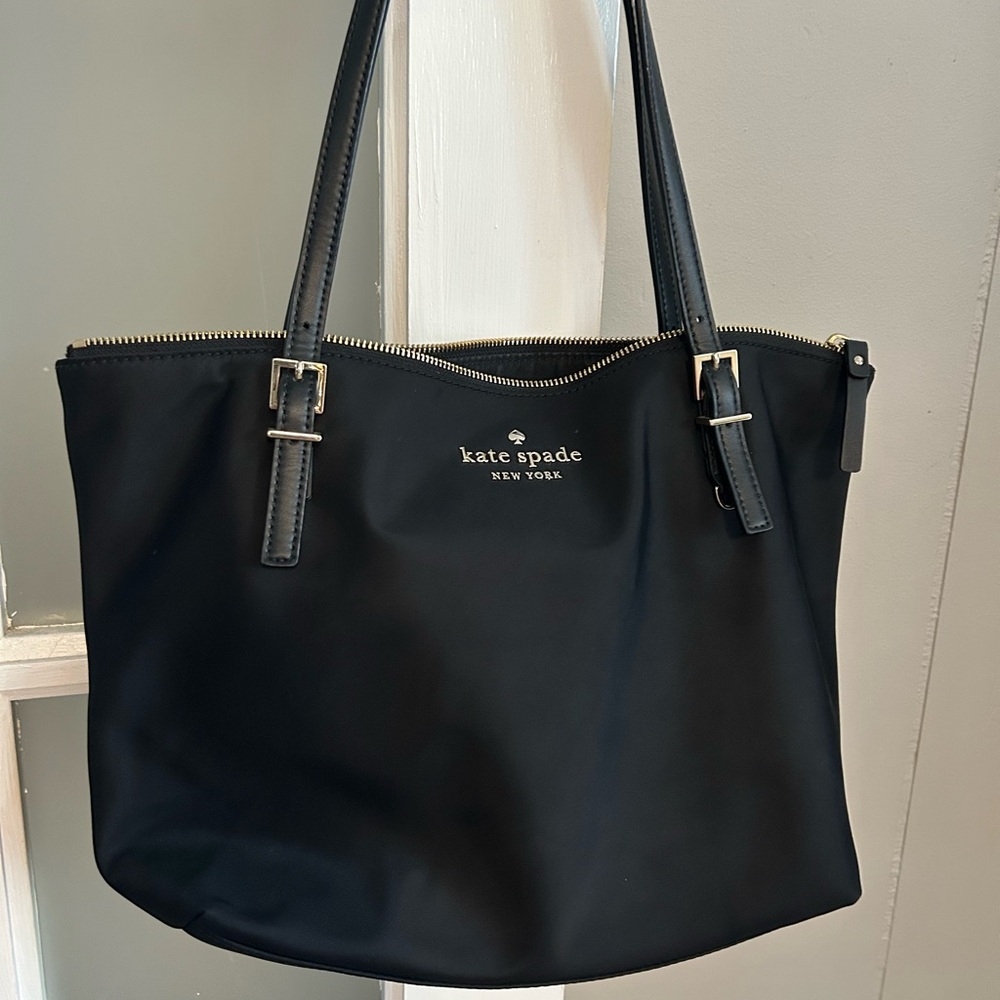 kate spade Black Nylon Tote with Gold Hardware